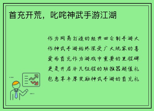 首充开荒，叱咤神武手游江湖